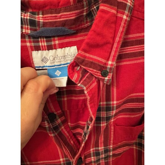 Columbia men's red and plaid button down size large - Picture 2 of 3